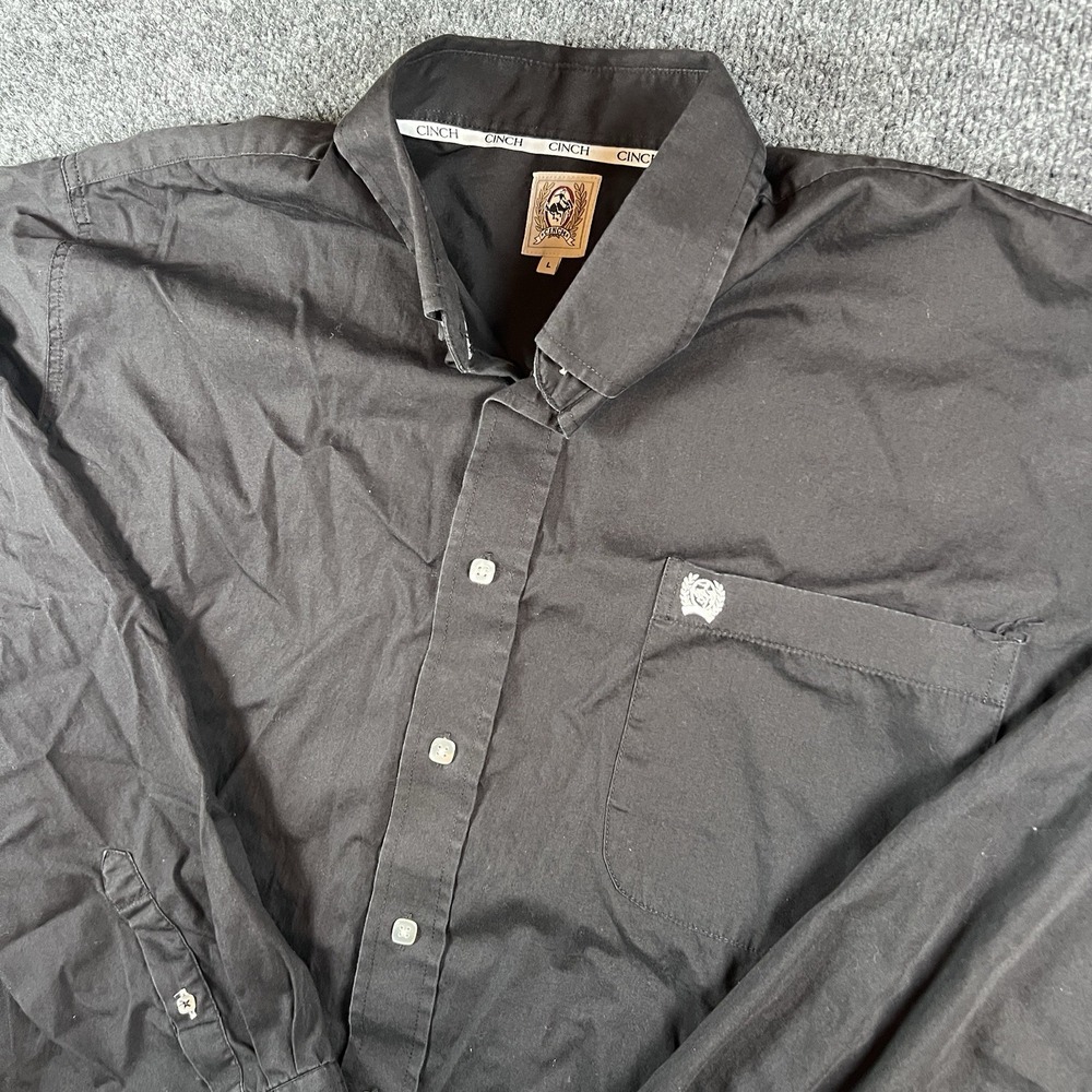 Cinch Western‎ Shirt Men's L Black Long Sleeve Button Front 100% Cotton